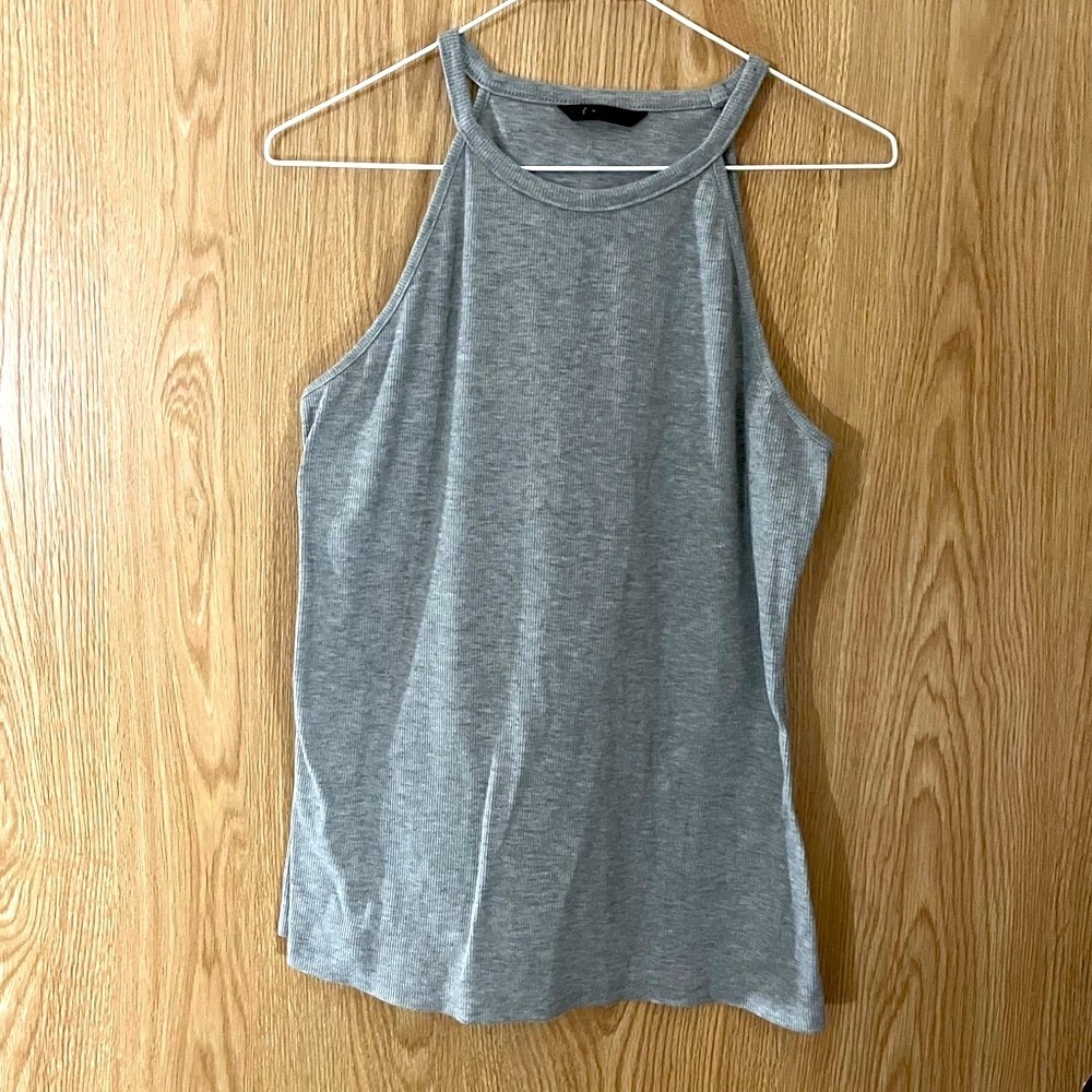 SHEIN Gray Ribbed Stretch Tank Top